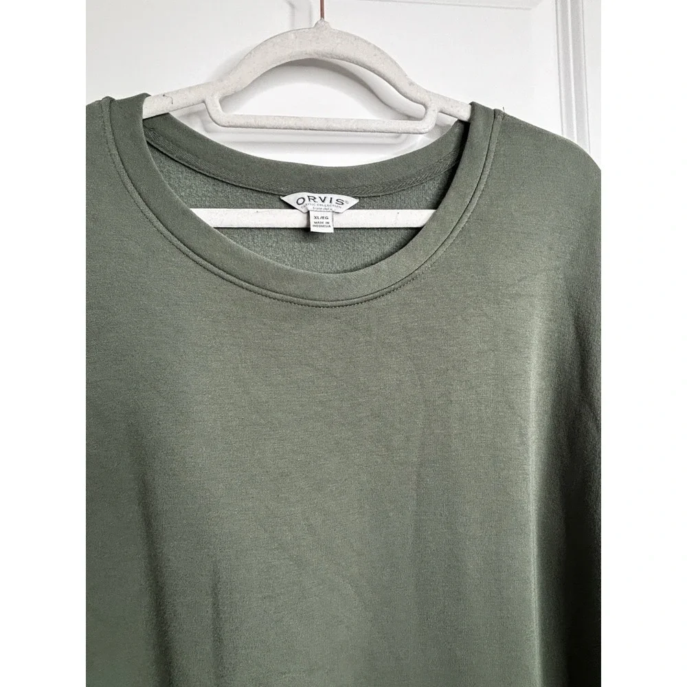 Orvis Pullover Sweater XL Green Classic Collection Soft Modal Blend Crewneck‎